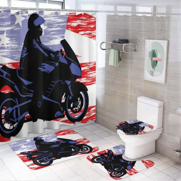 Man on Motorcycle on a shower curtain