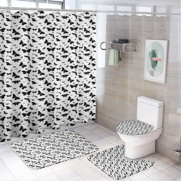 Monochrome Bug Design on a shower curtain