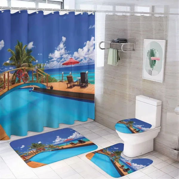 Sea Pool Beach Holiday on a shower curtain