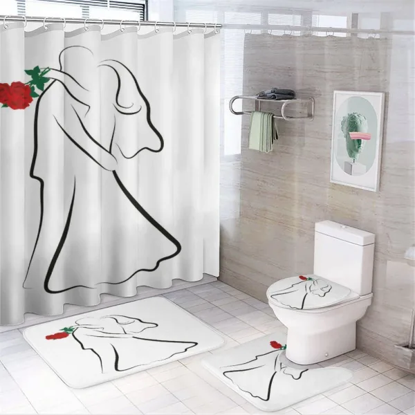 Silhouette Couple on a shower curtain