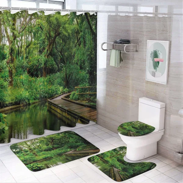 Wild Exotic Forest Pier on a shower curtain