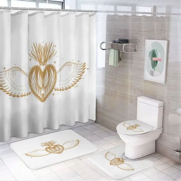 Winged Heart with Crown on a shower curtain