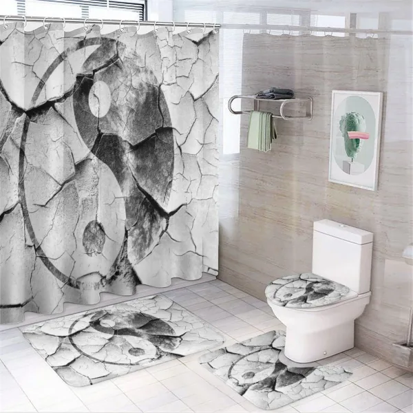 Ying Yang Grunge Display on a shower curtain