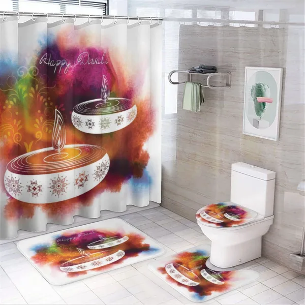 Abstract Rainbow Design on a shower curtain
