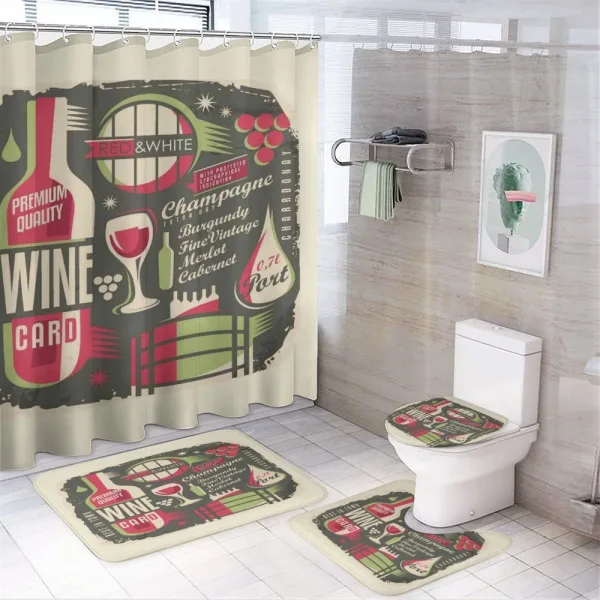 Alcoholic Hard Drinks Bottles on a shower curtain