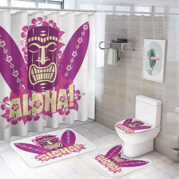 Aloha Surfboards on a shower curtain