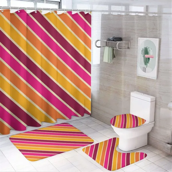 Angled Retro Style Lines on a shower curtain