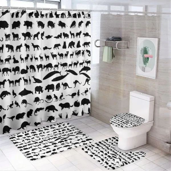 Animal Silhouettes Habitat on a shower curtain