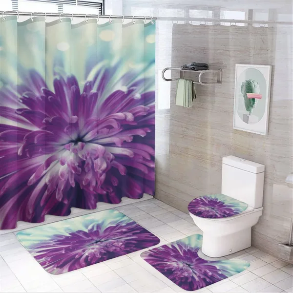 Blooming Floral Motifs on a shower curtain