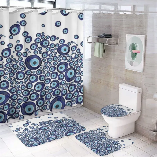 Blue Beads Luck on a shower curtain