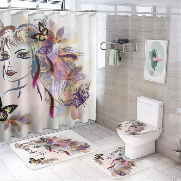 Butterflies with Girl on a shower curtain