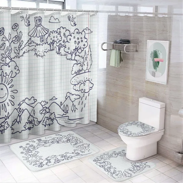 Childish Summer Frame on a shower curtain