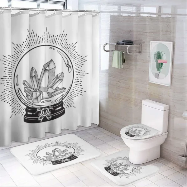 Crystal Ball with Gems Sketch on a shower curtain