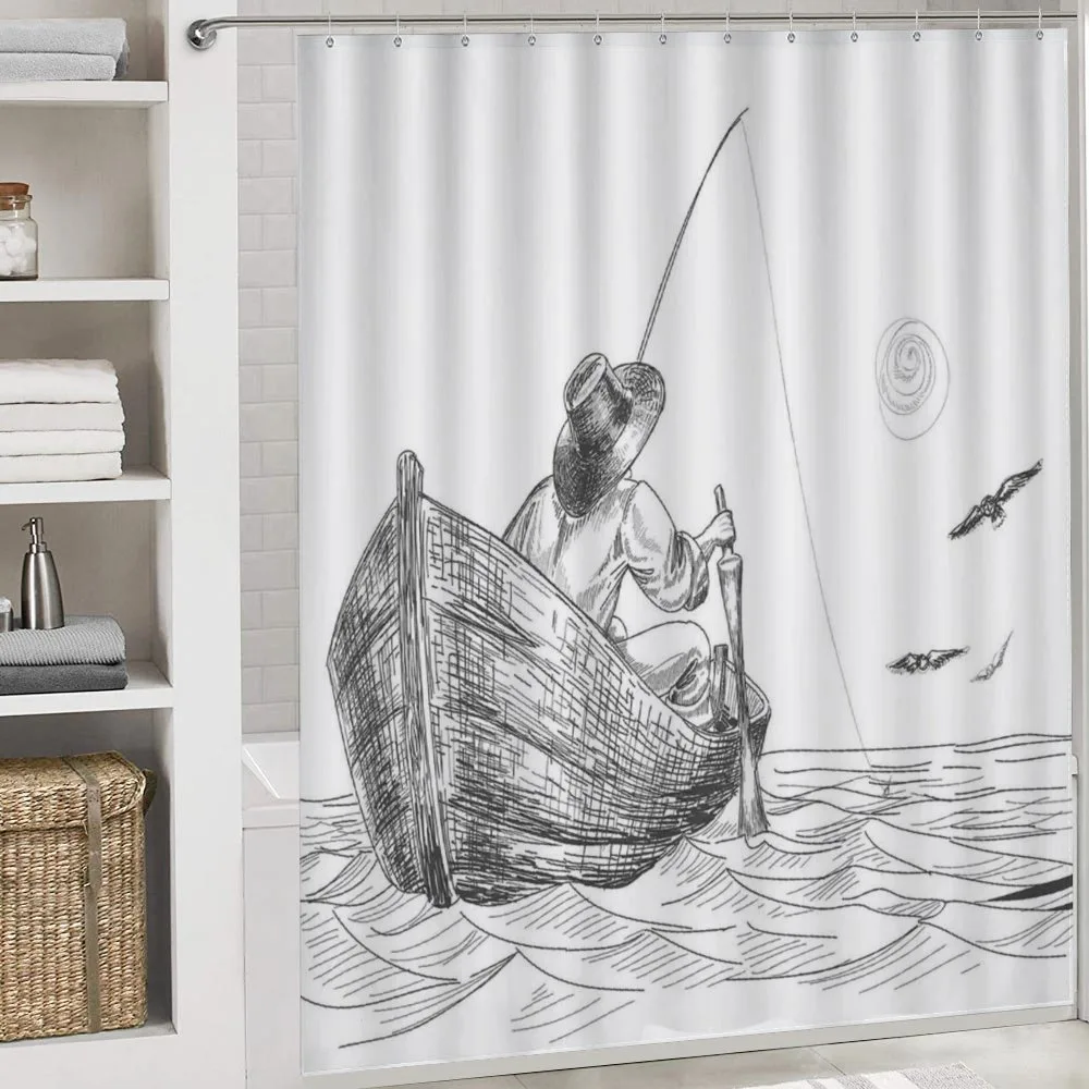 Fisherman on Boat Sketch — Detail 4
