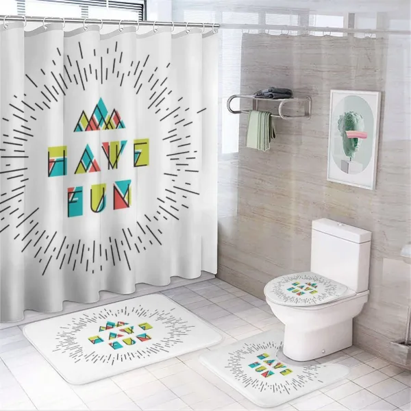 Motive Words on a shower curtain