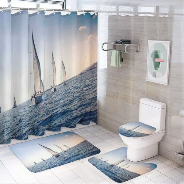 Racing Sport Sailboats on a shower curtain