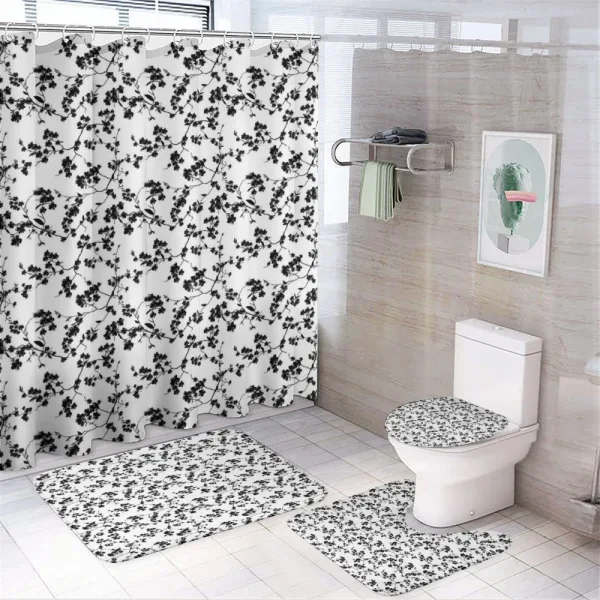 Sakura Blooom Silhouette on a shower curtain