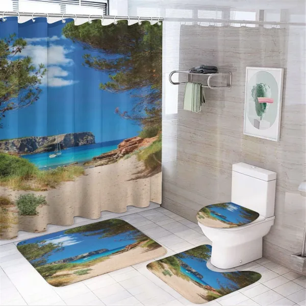 Sand Pathway to Ocean on a shower curtain