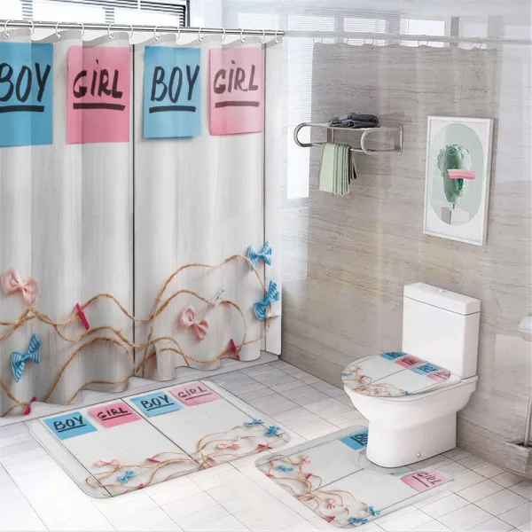 Stickers Garland Wood on a shower curtain