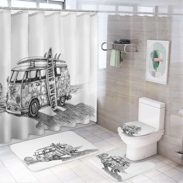 Summer Surfing Beach on a shower curtain