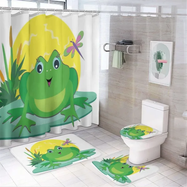 Animal on Leaf Cartoon Sun on a shower curtain