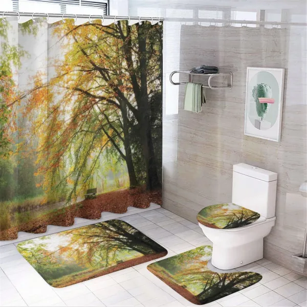Autumn Forest Peace View on a shower curtain