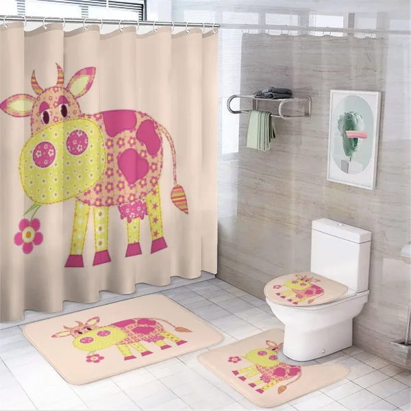 Childish Patchwork Cow on a shower curtain