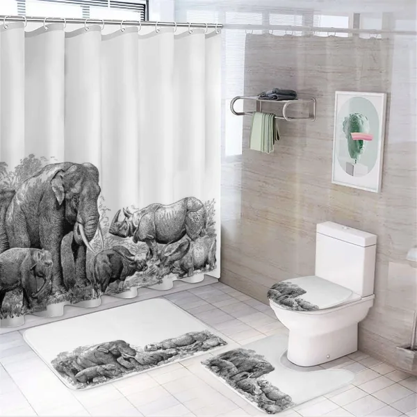 Elephants on a shower curtain