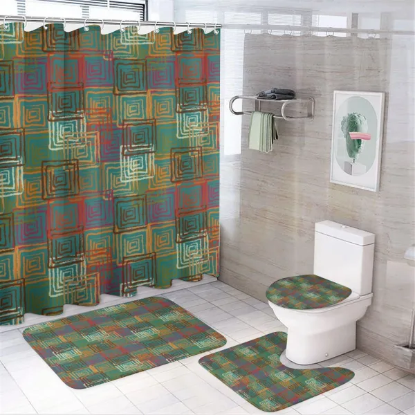 Grunge Folk Rainbow on a shower curtain