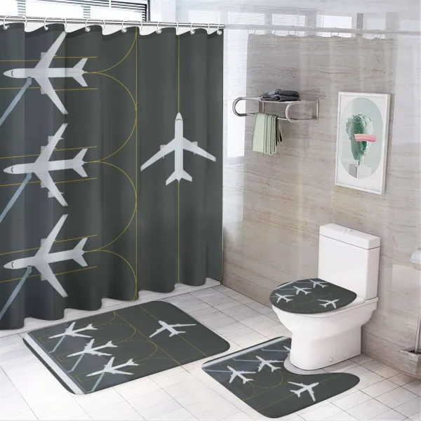 Landed Parked Airplanes on a shower curtain