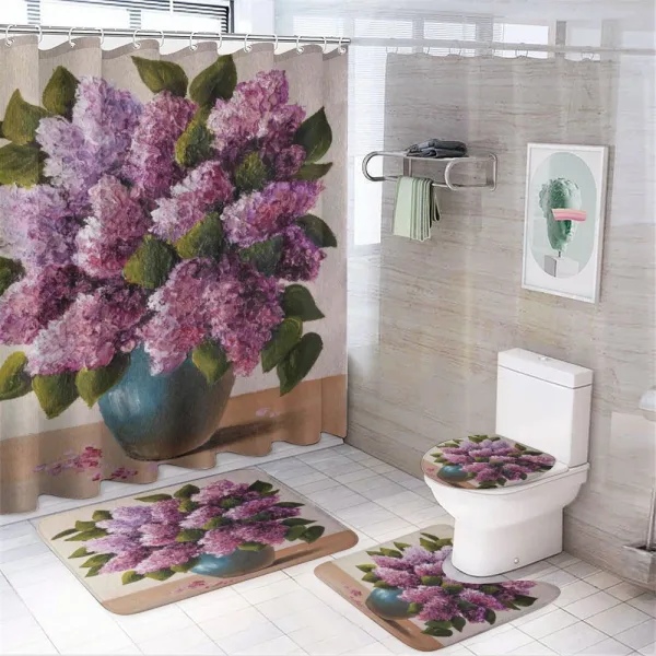 Lilac Bouquet Artwork on a shower curtain