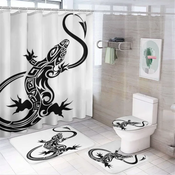 Lizard Silhouette Design on a shower curtain