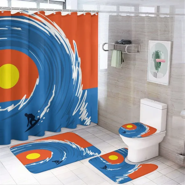 Man Giant Waves on a shower curtain