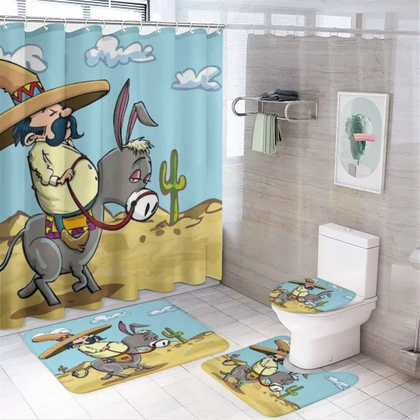 Mexican Man on a Donkey on a shower curtain