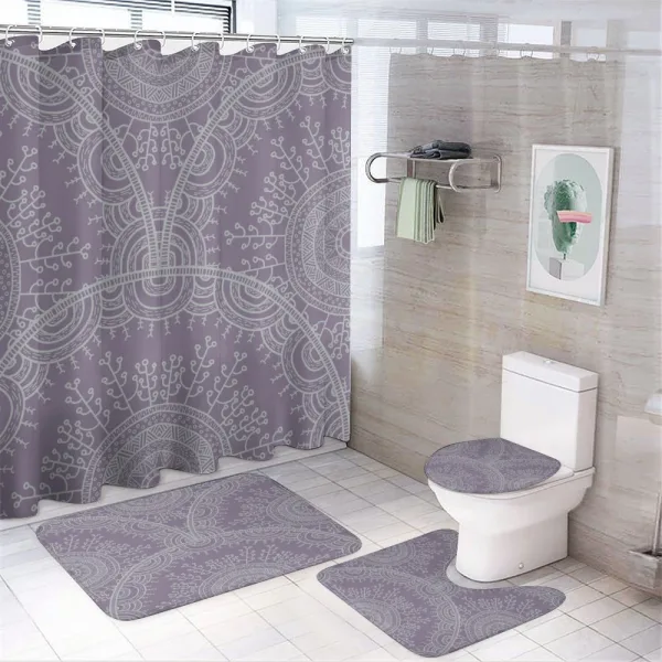 Oriental Themed Round Motif on a shower curtain