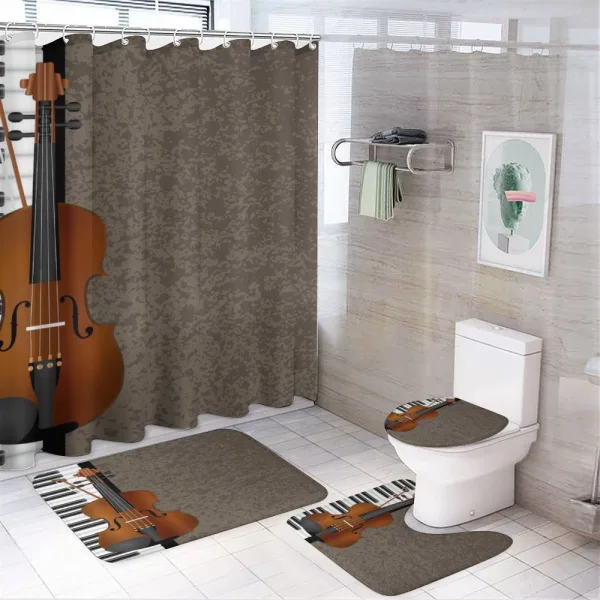 Piano and Violin Grunge Art on a shower curtain