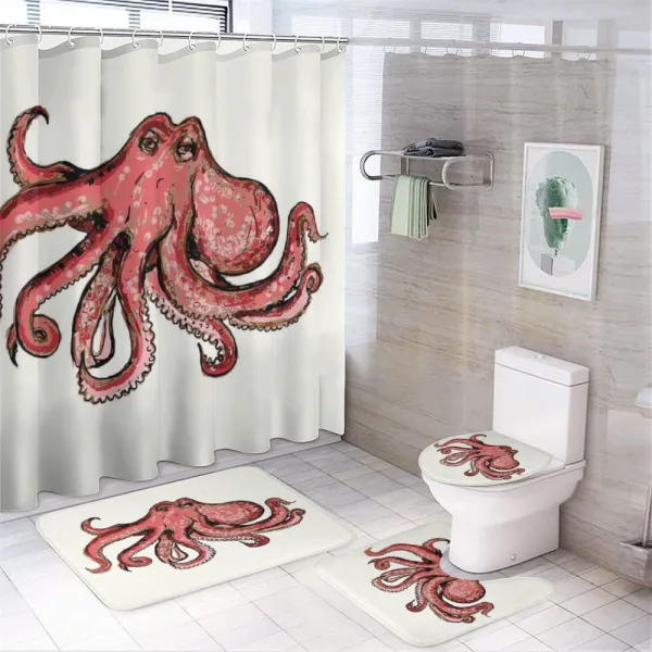 Pink Watercolor Animal on a shower curtain