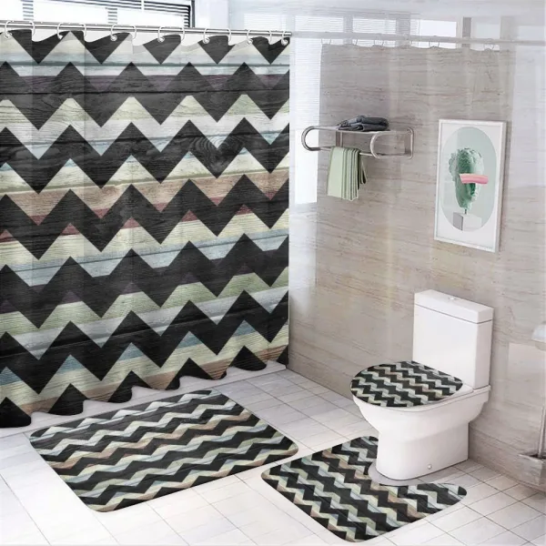 Retro Art Black Chevron on a shower curtain