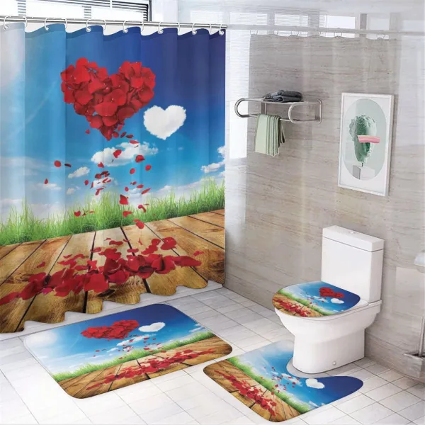 Rose Leaves Heart on a shower curtain