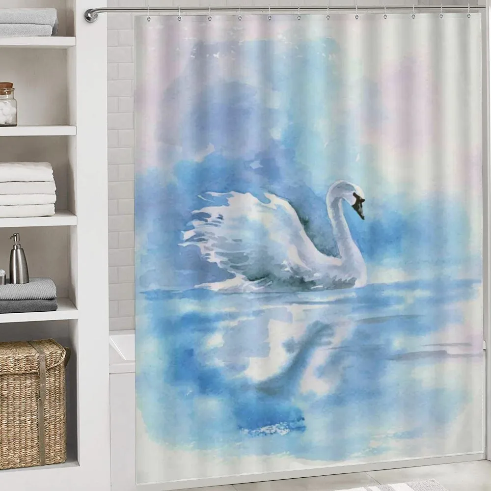 Swan in Hazy River Art — Detail 4