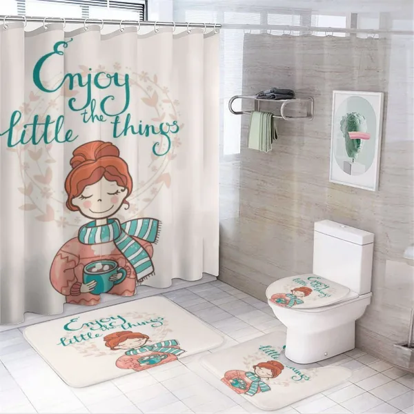 Winter Cartoon Woman on a shower curtain