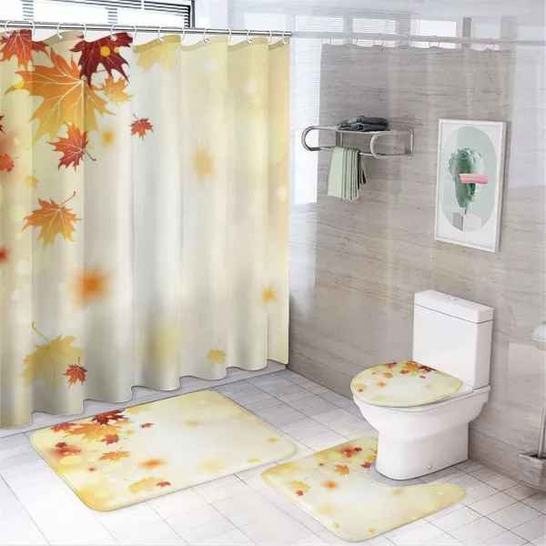 Abstract Maple Leaves Bokeh on a shower curtain