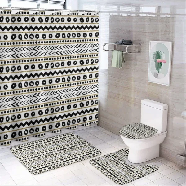 Abstract Primitive on a shower curtain