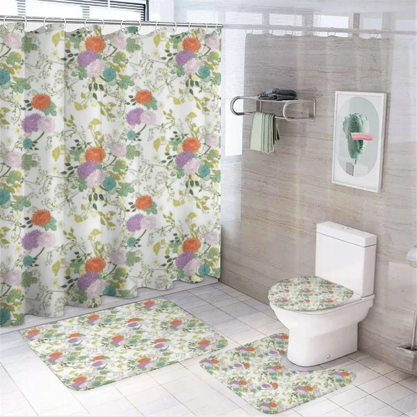 Chrysanthemum Bouquets on a shower curtain