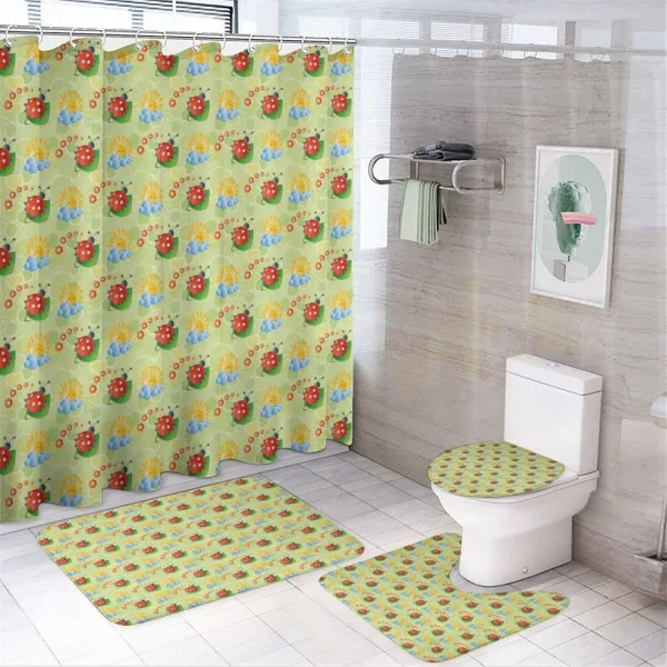 Happy Sun Flowers Bugs on a shower curtain