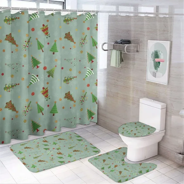 Holiday Tree Pattern on a shower curtain