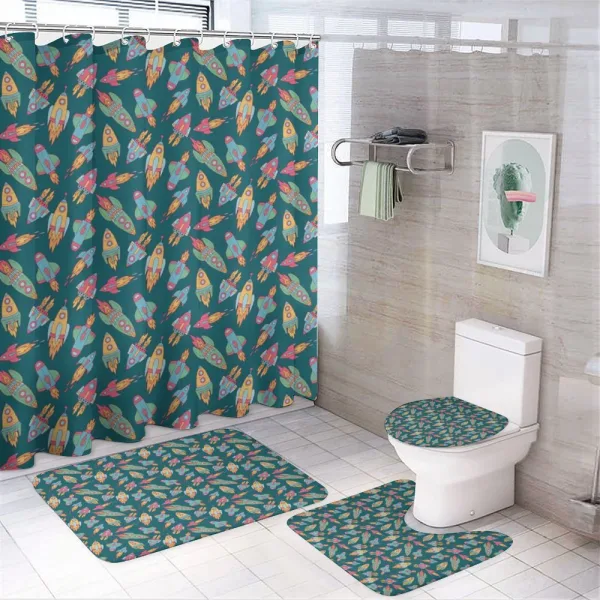 Kids Space Ships Cartoon on a shower curtain