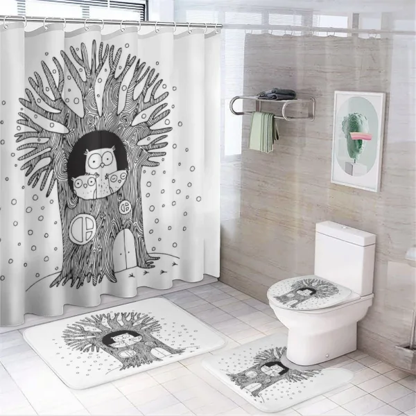 Owl Family Home on a shower curtain