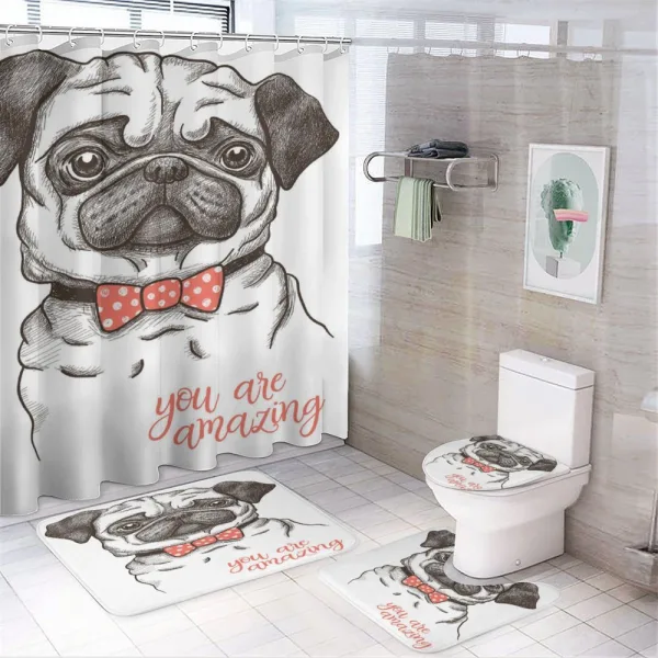 Portrait of a Dog Cartoon on a shower curtain