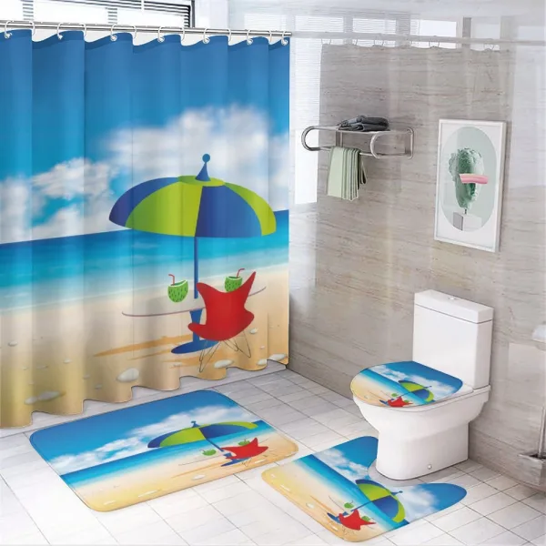 Relaxing Scene Umbrella on a shower curtain